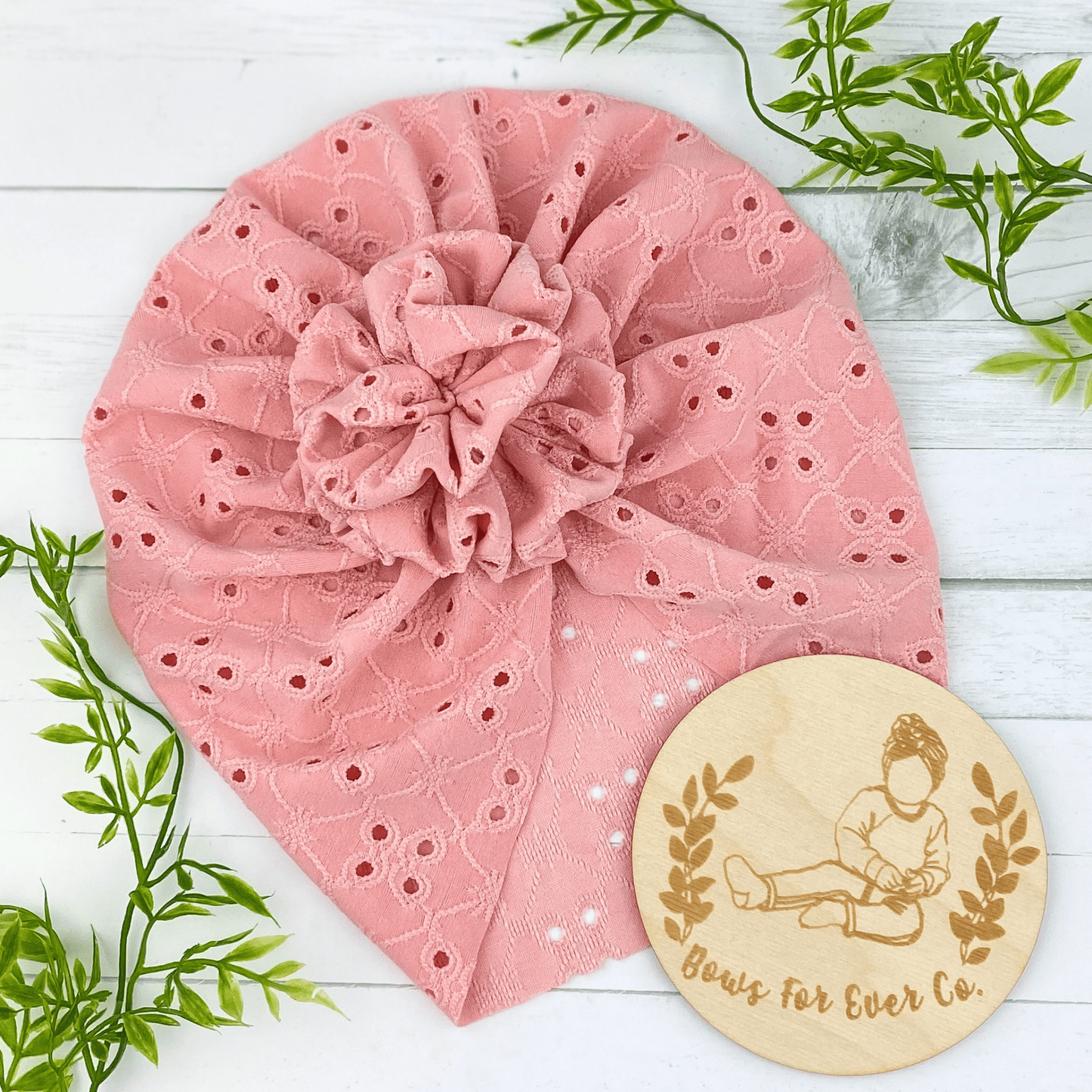 Pink Eyelet Turban