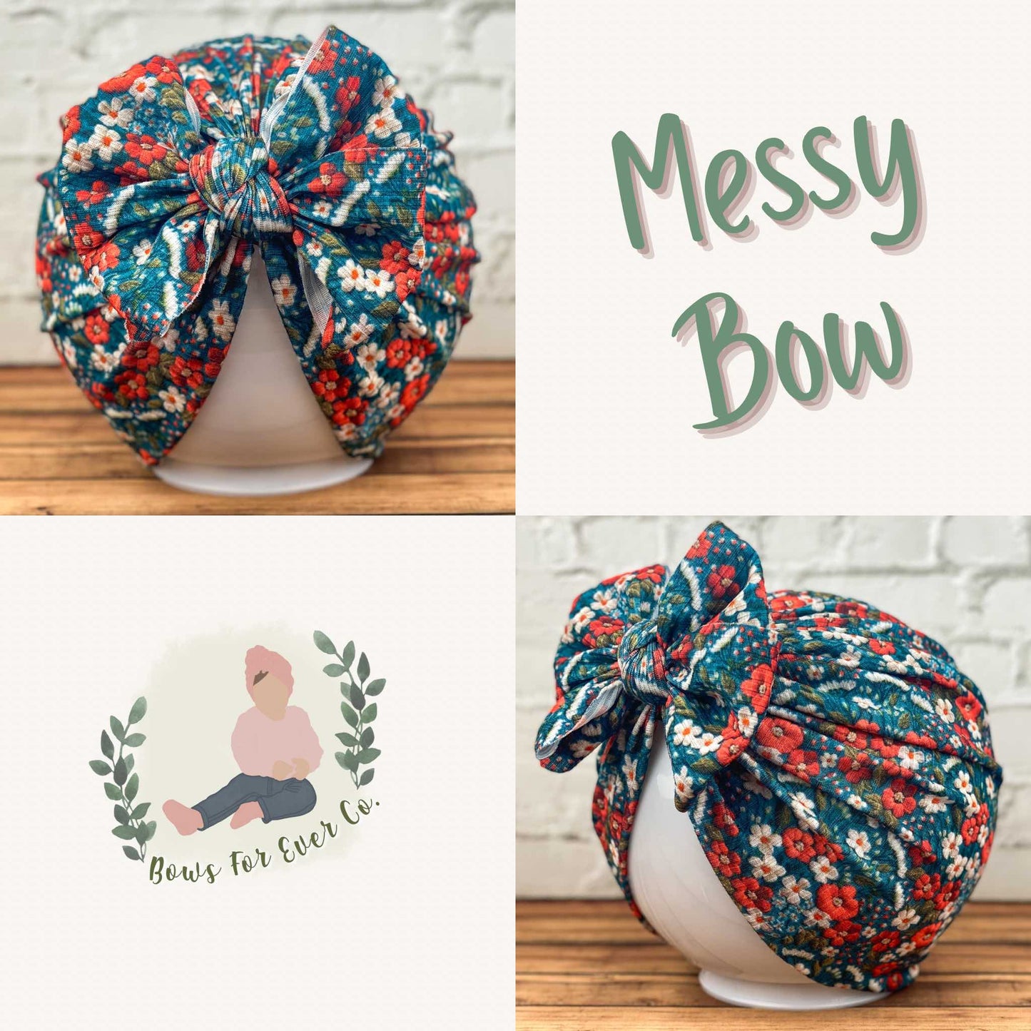 Red, White and Blue Floral Turban