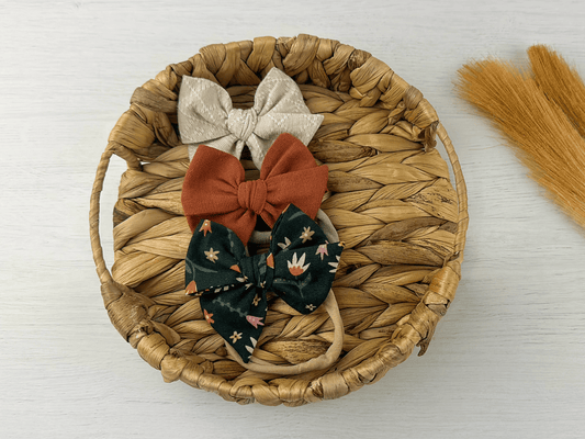 Green Floral Fall Pinwheel Bows