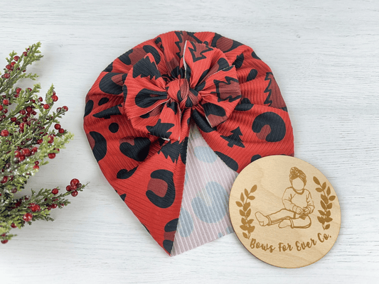 Red Christmas Leopard Turban