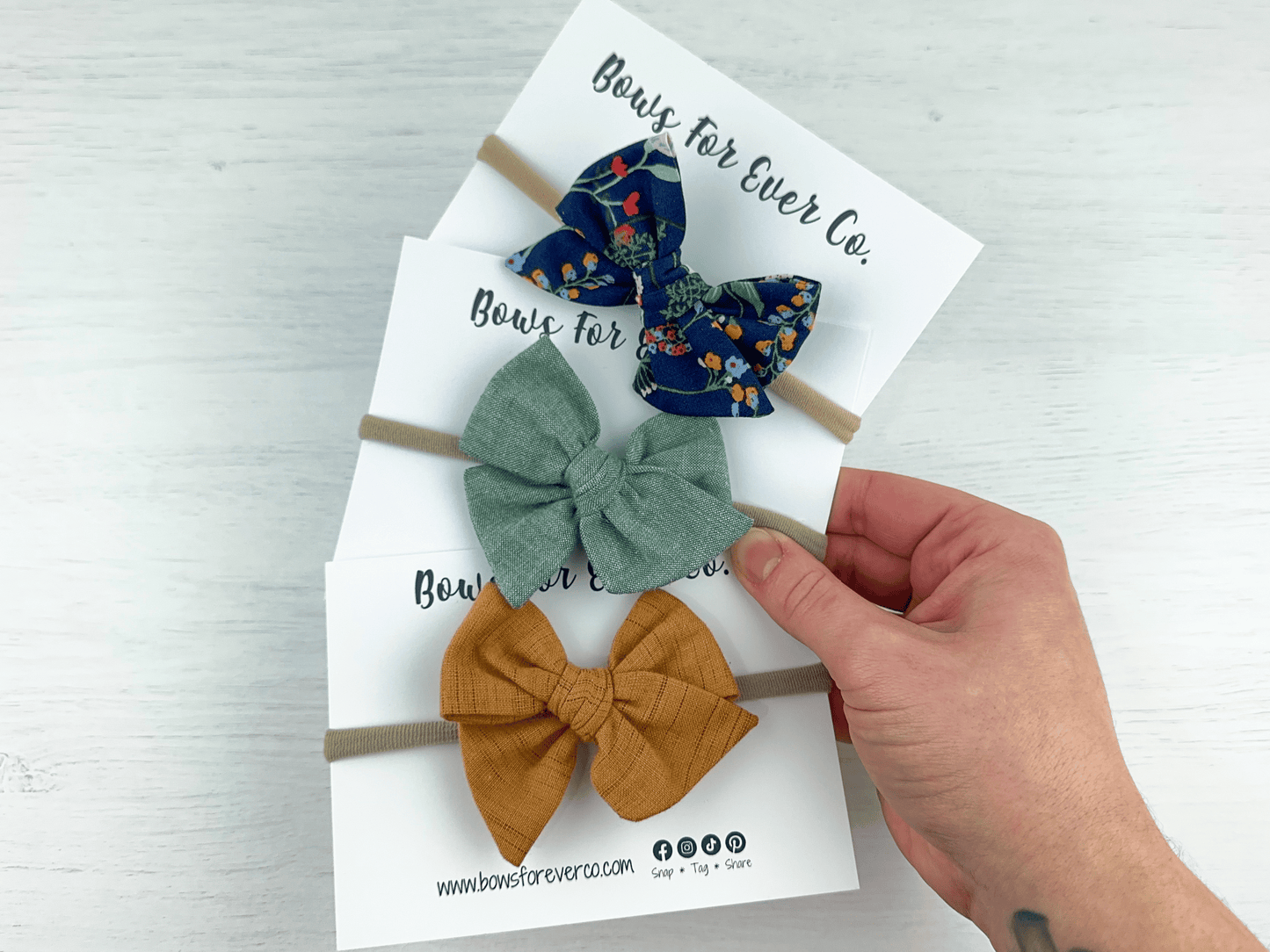 Navy Floral Pinwheel Bows