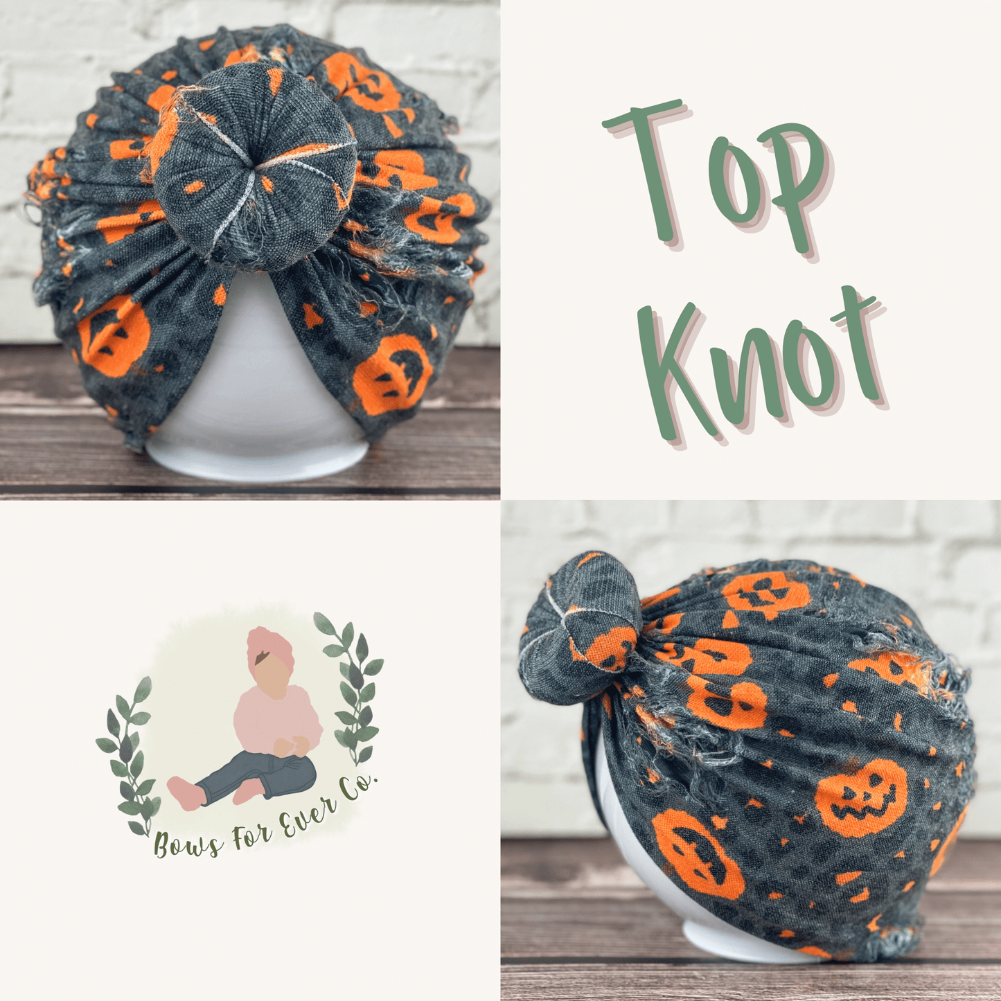 Distressed Jack O Lantern Cheetah Turban