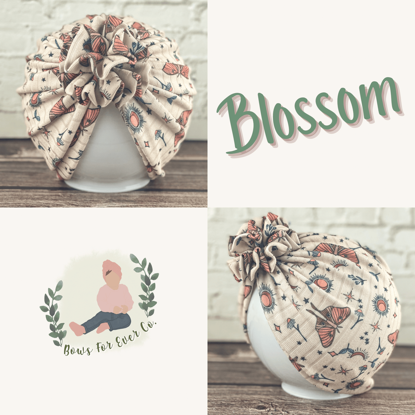 Ribbed Boho Moths Turban