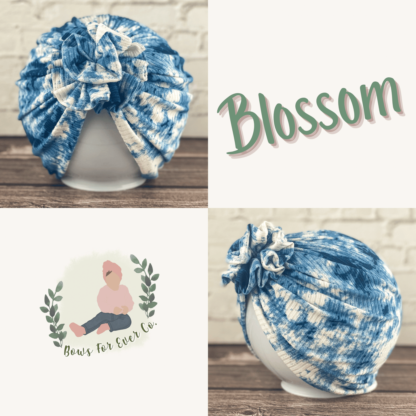Ribbed Blue Tie Dye Turban