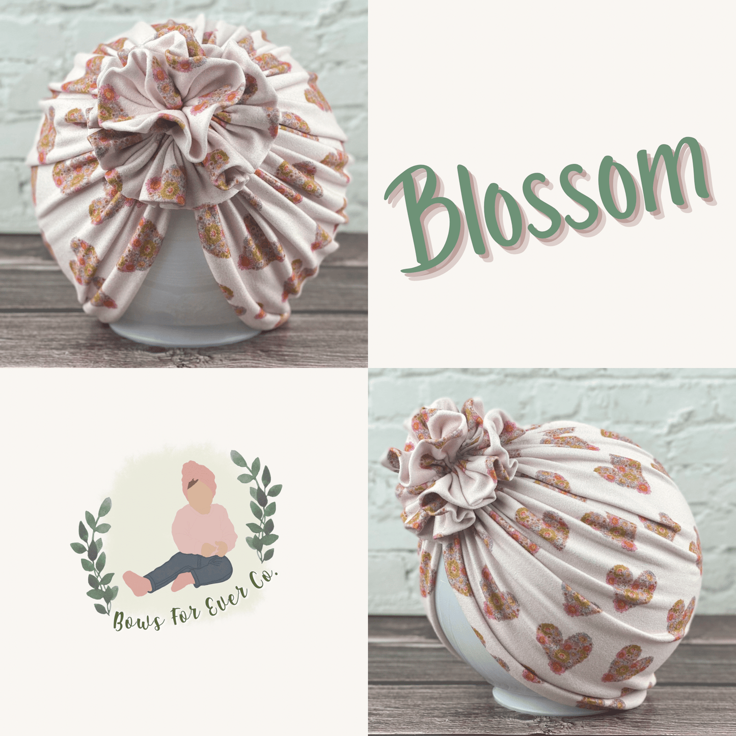 Floral Hearts Turban - RTS