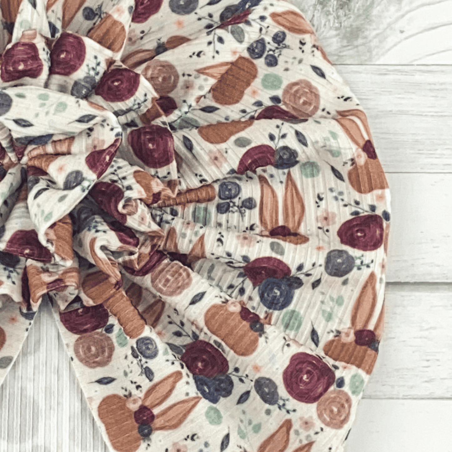 Ribbed Bunny Floral Turban