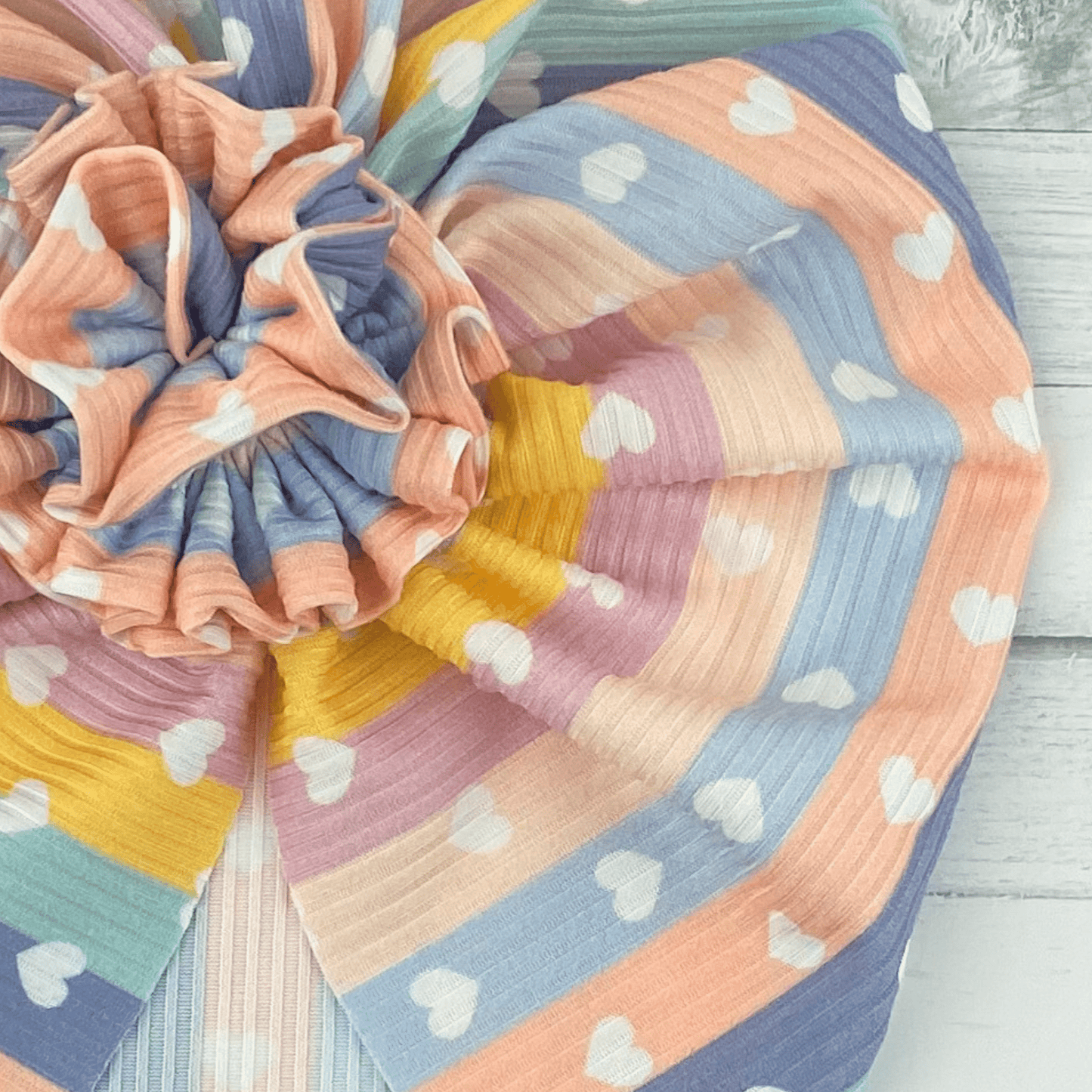 Pretty Pastel Heart Stripes Turban - RTS