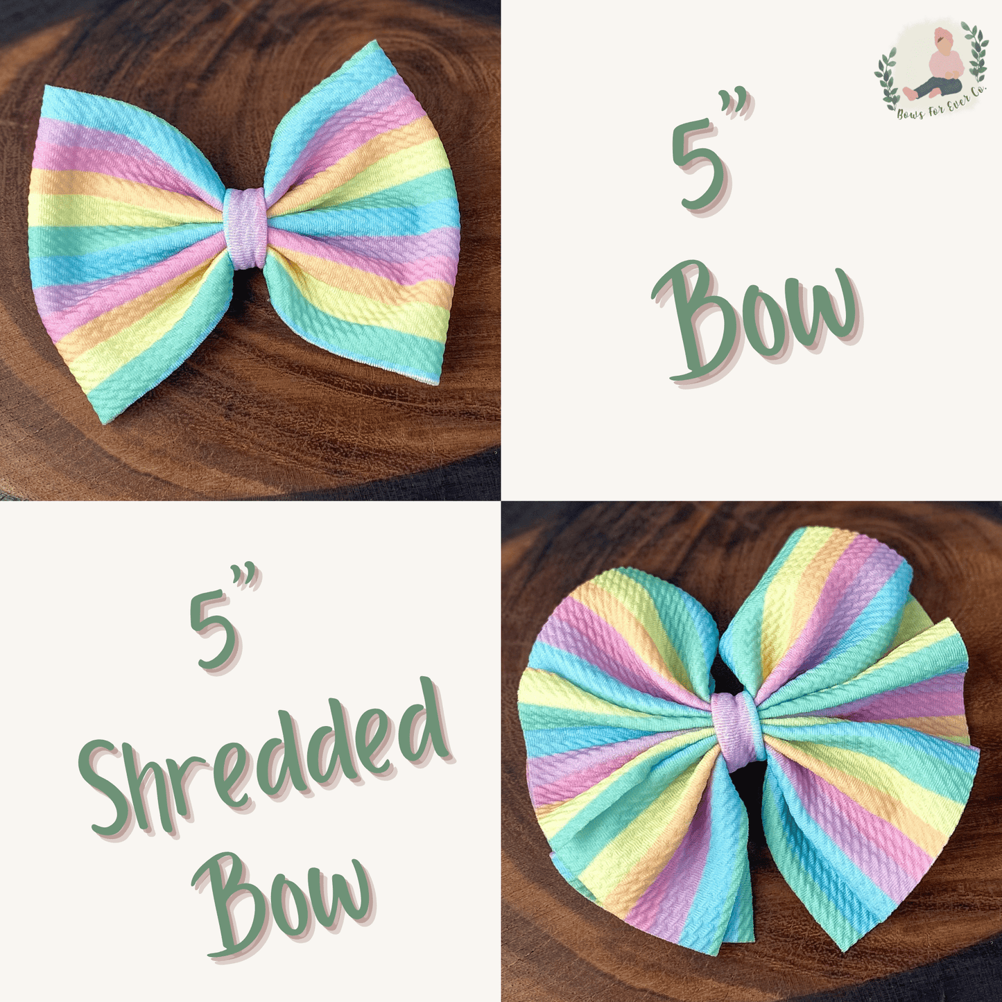 Pastel Rainbow Stripes Bow
