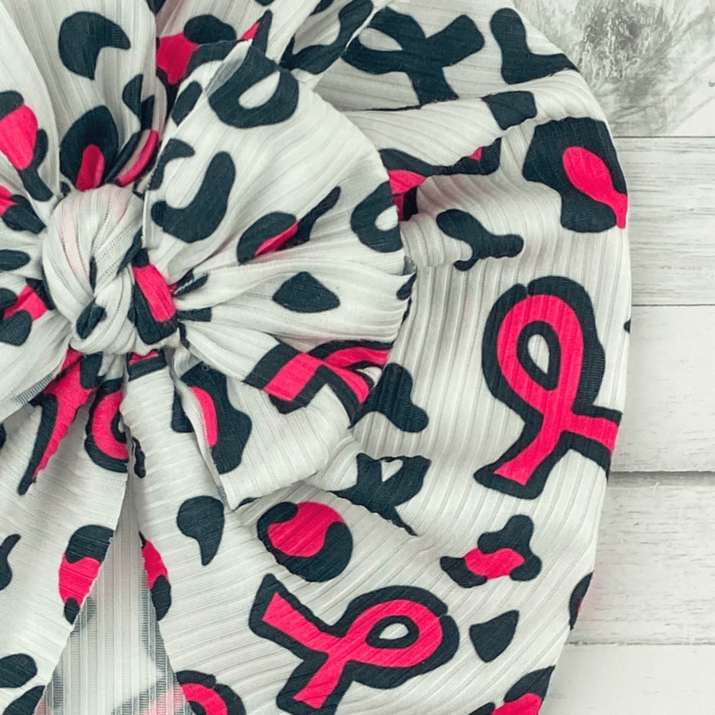 Ribbed Cheetah Pink Ribbons Turban