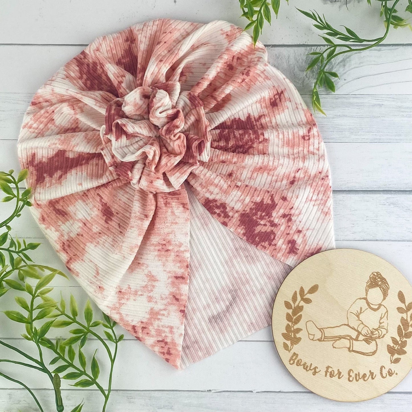 Ribbed Pink Tie Dye Turban