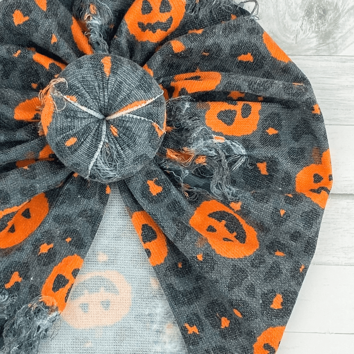 Distressed Jack O Lantern Cheetah Turban