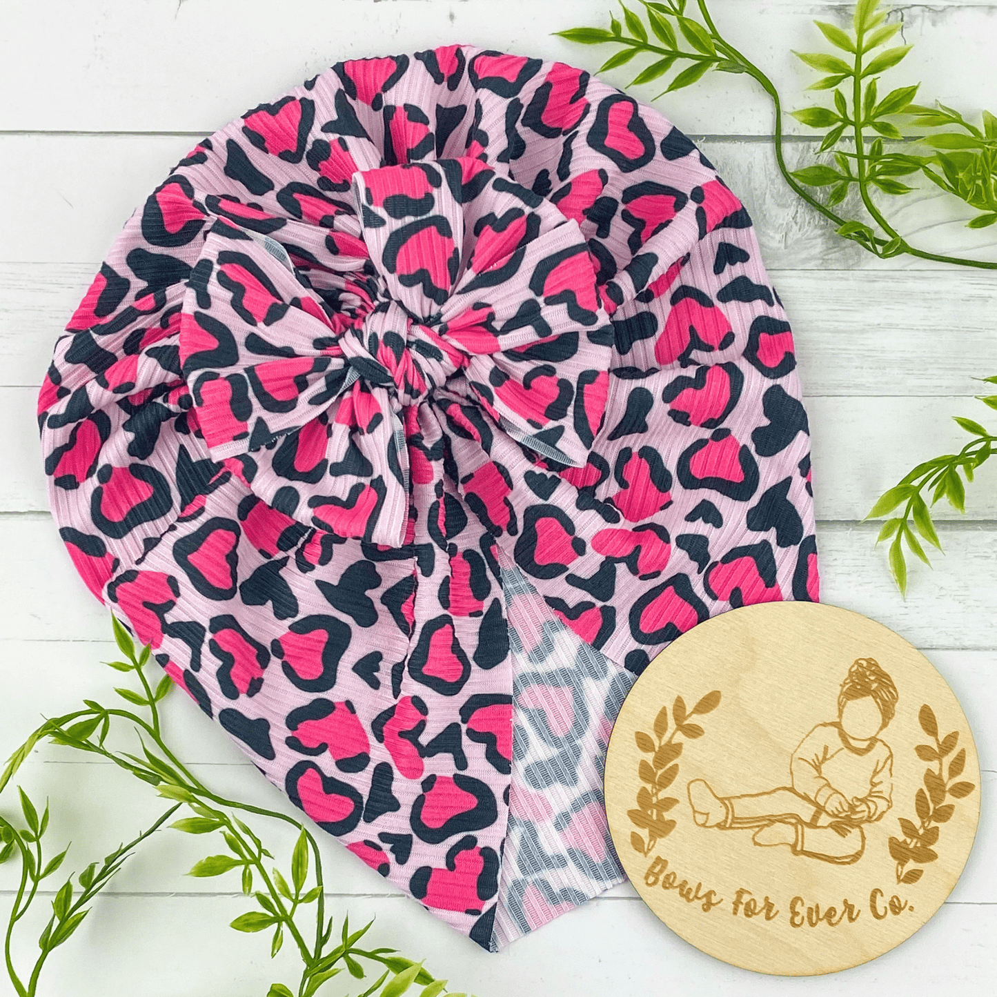 Ribbed Cheetah Hearts Turban