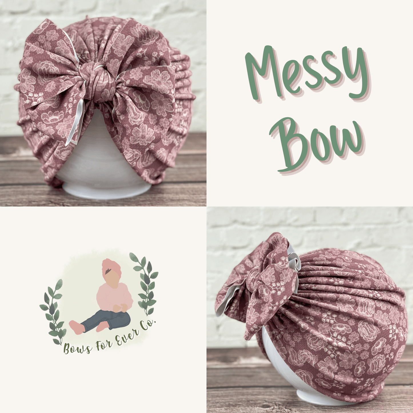 Mauve Floral Swim Turban