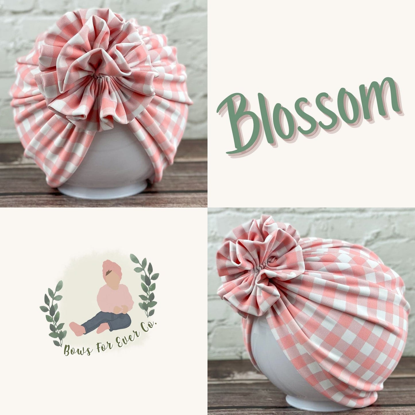 Pink Check Swim Turban