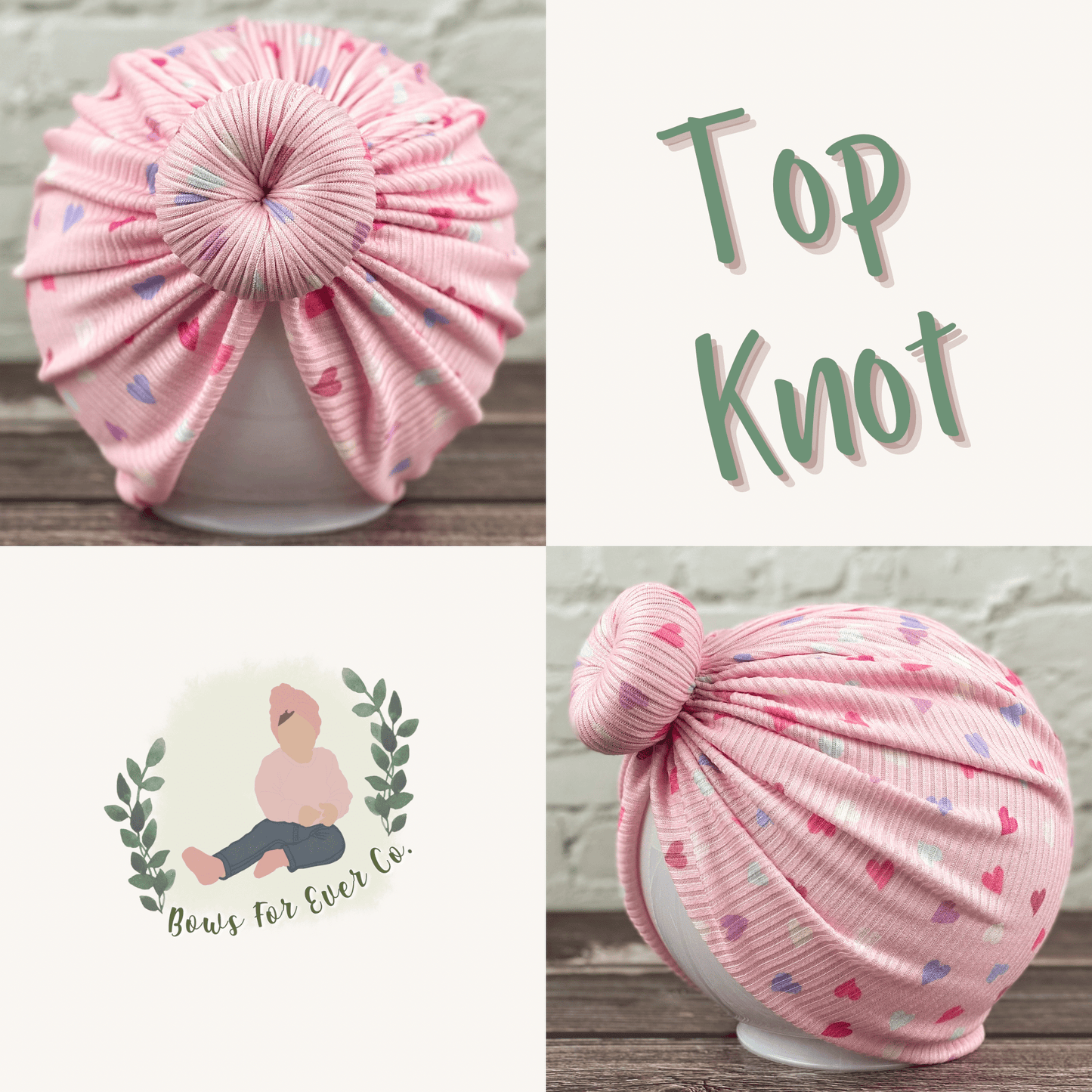 Ribbed Pastel Hearts Turban