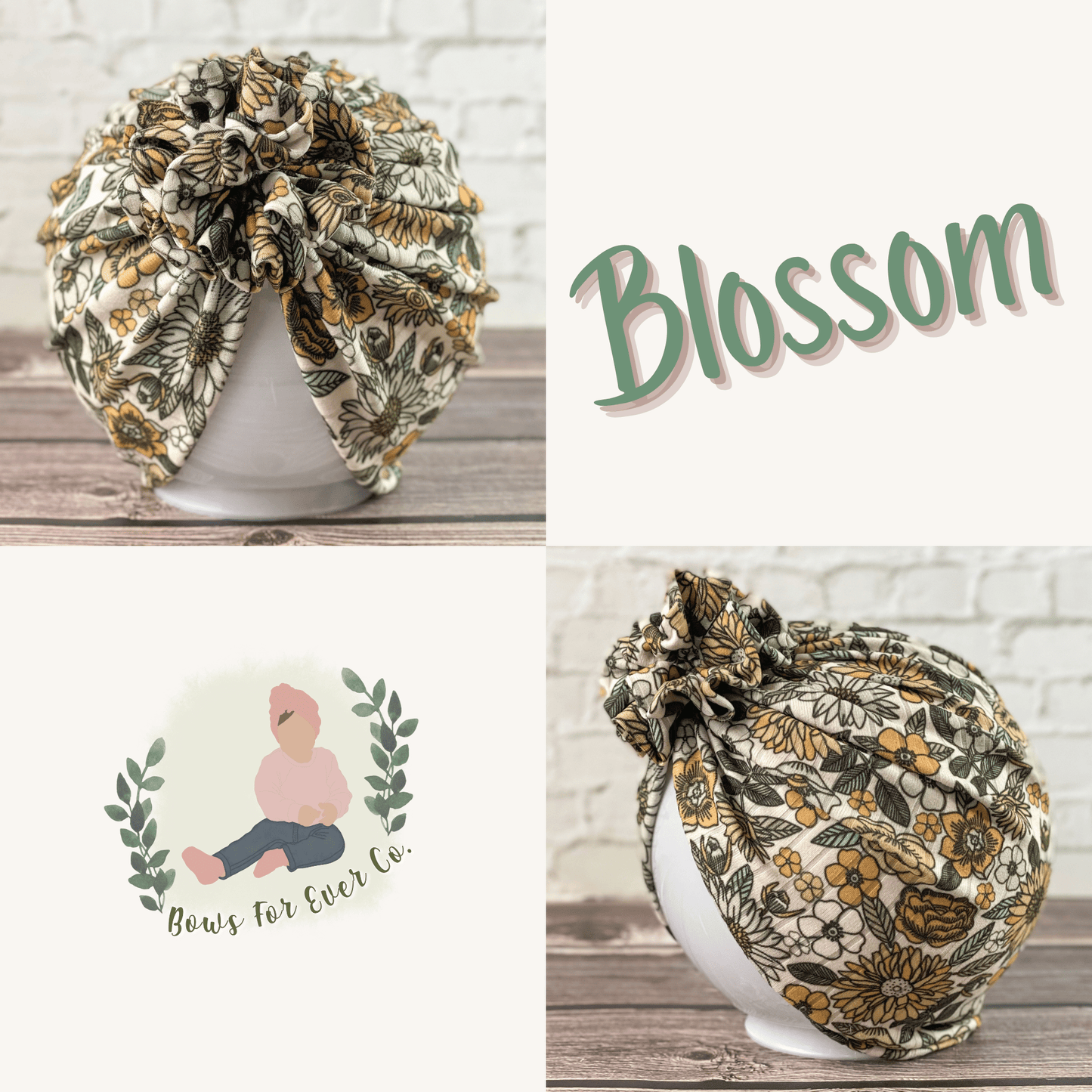 Ribbed 70’s Mustard Floral Turban