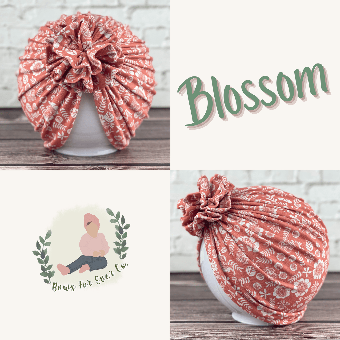 Coral Butterfly Floral Turban