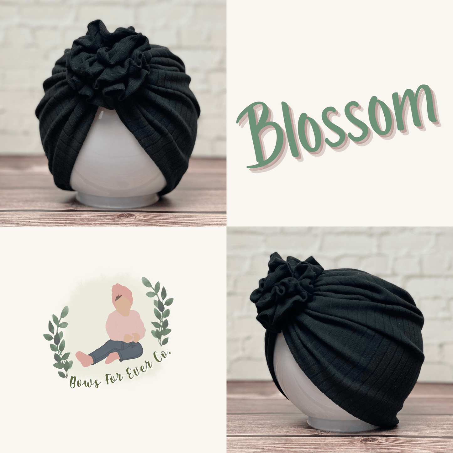 Ribbed Black Turban