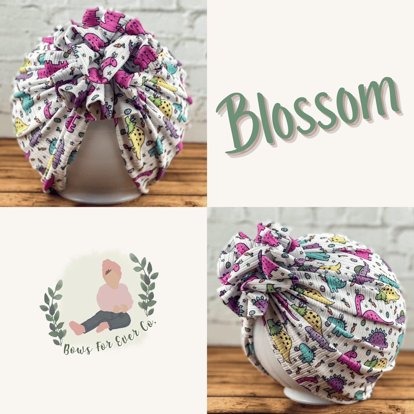 Ribbed Easter Dinos Turban
