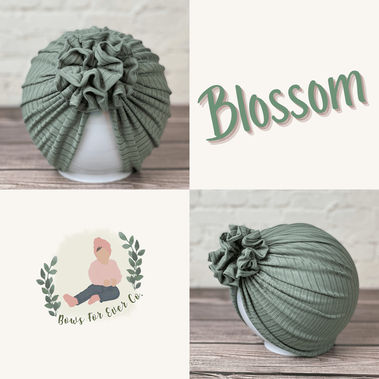 Ribbed Khaki Green Turban