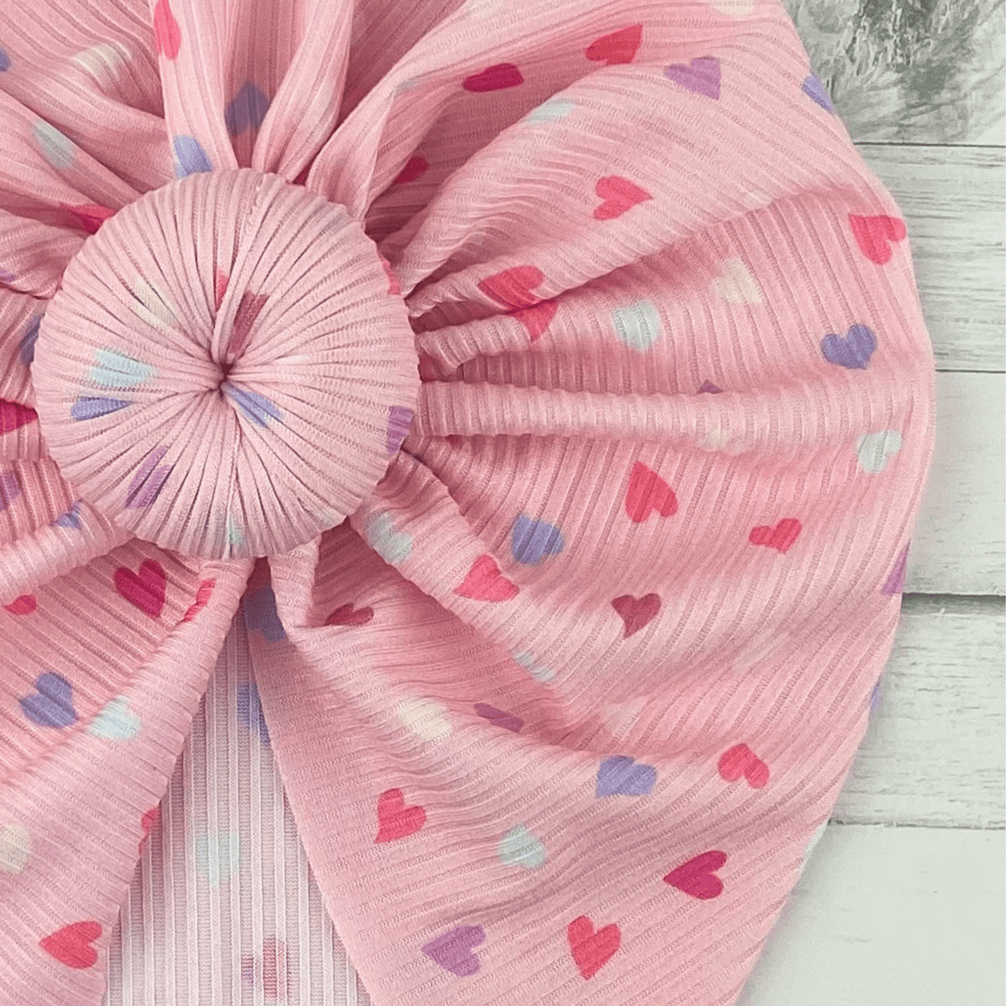 Ribbed Pastel Hearts Turban
