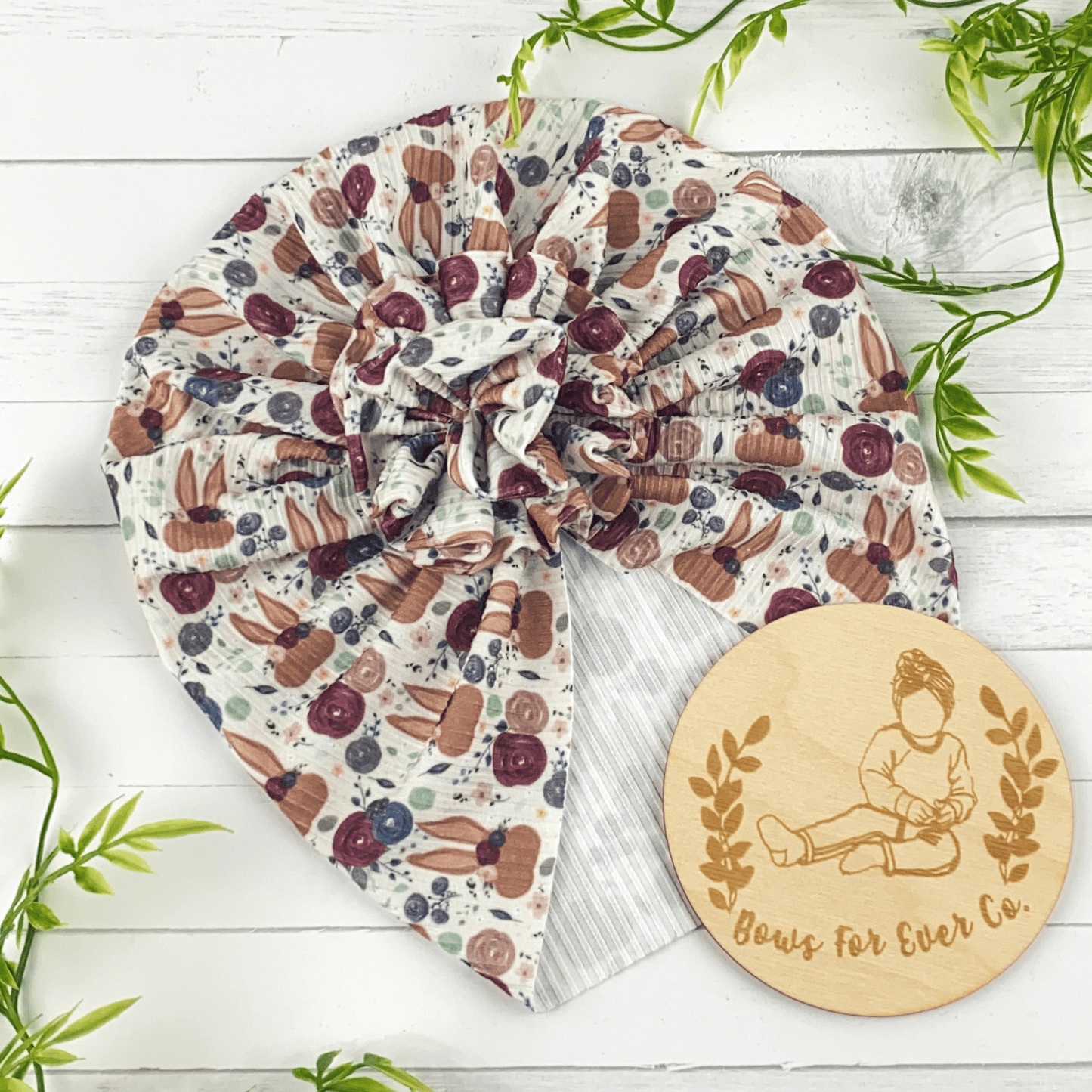 Ribbed Bunny Floral Turban