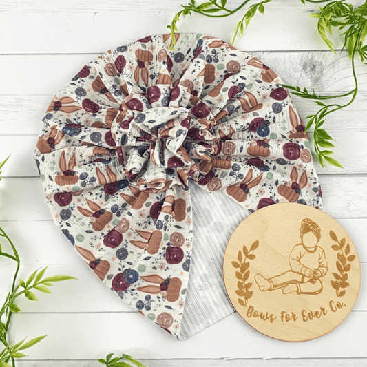 Ribbed Bunny Floral Turban