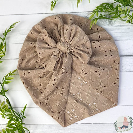 Taupe Eyelet Turban