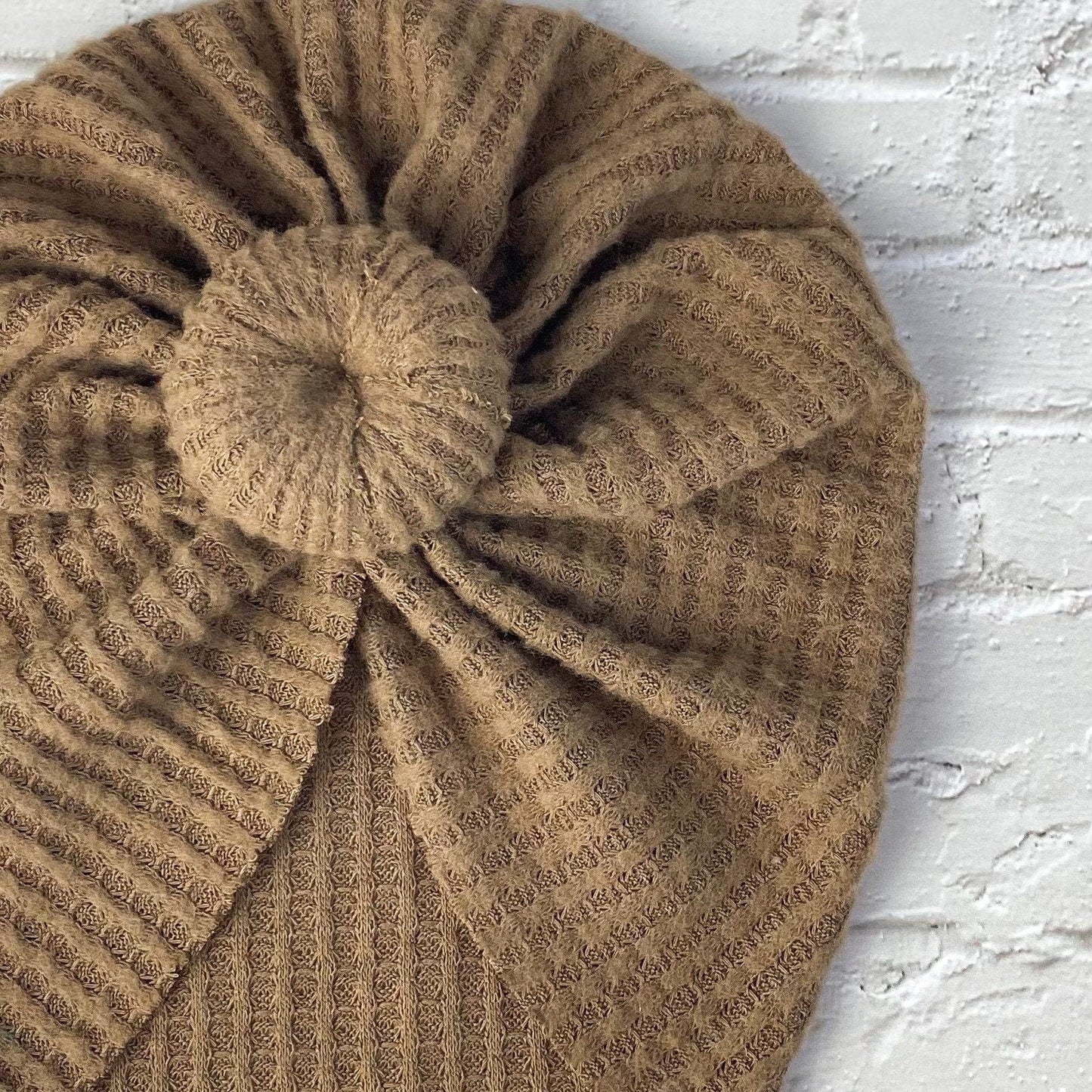 Chocolate Brushed Waffle Knit Turban