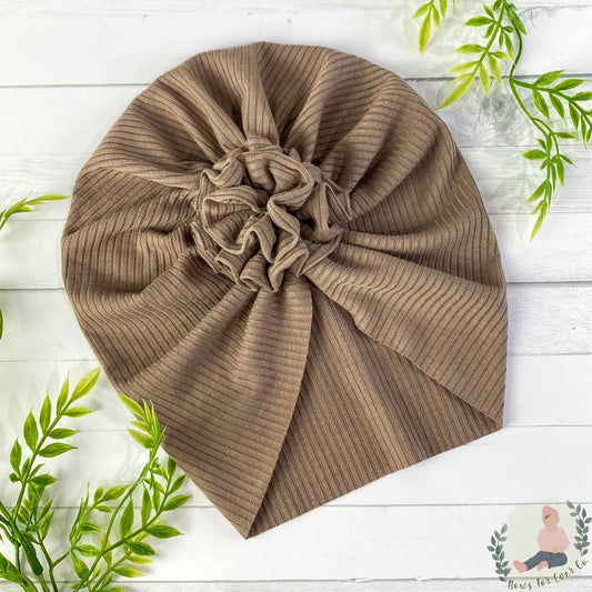 Skinny Ribbed Latte Turban
