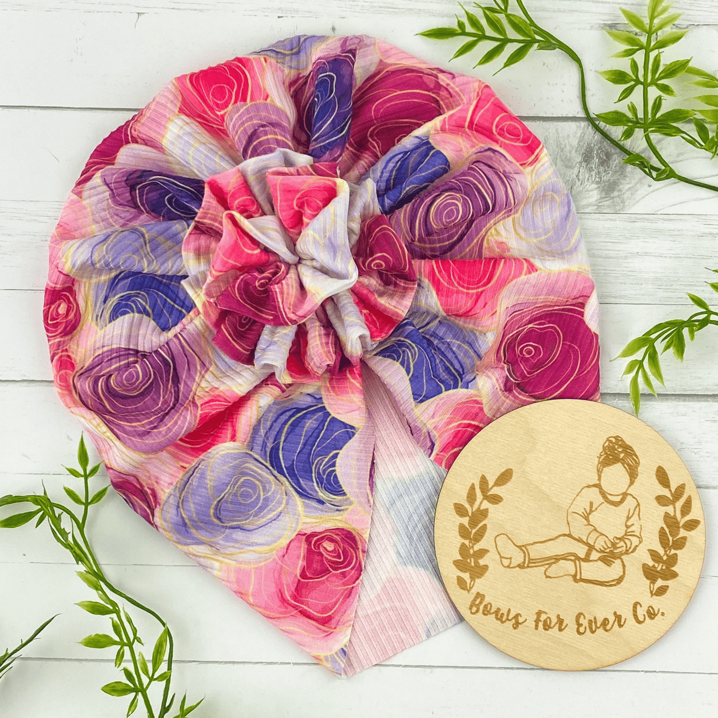 Ribbed Sweet Heart Floral Turban