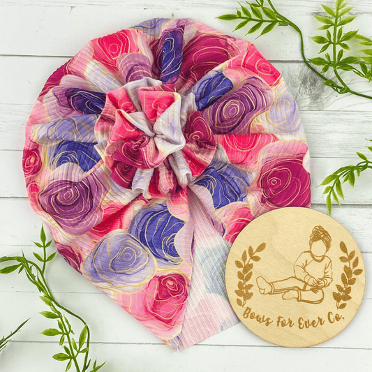 Ribbed Sweet Heart Floral Turban