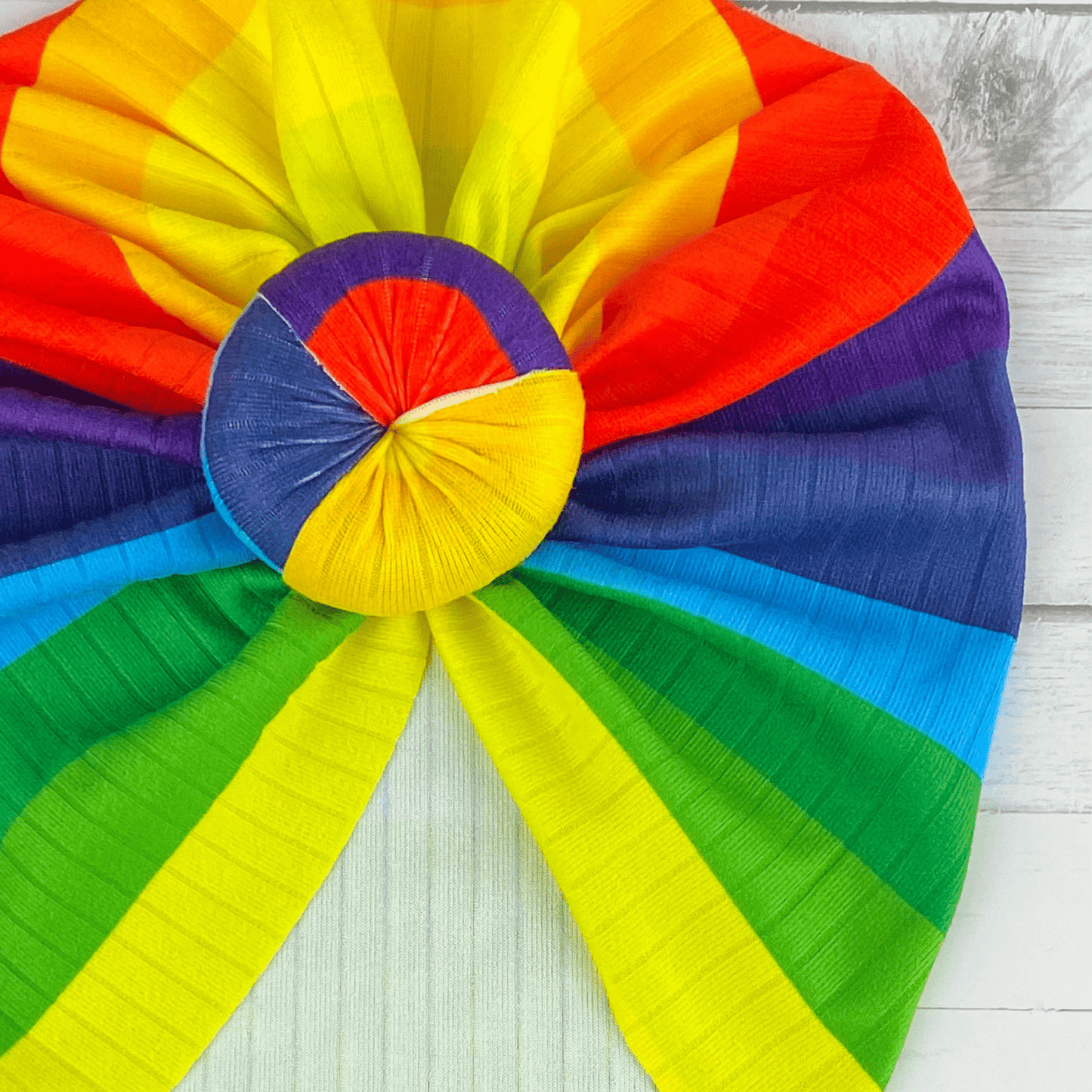 Ribbed Rainbow Stripes Turban