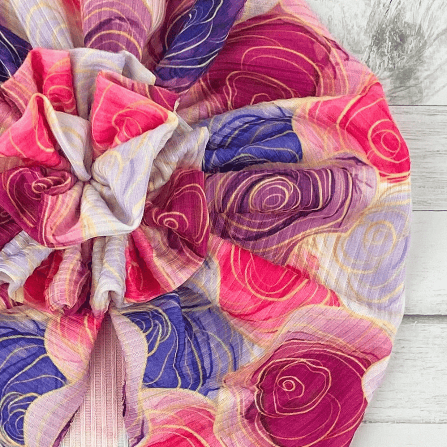 Ribbed Sweet Heart Floral Turban