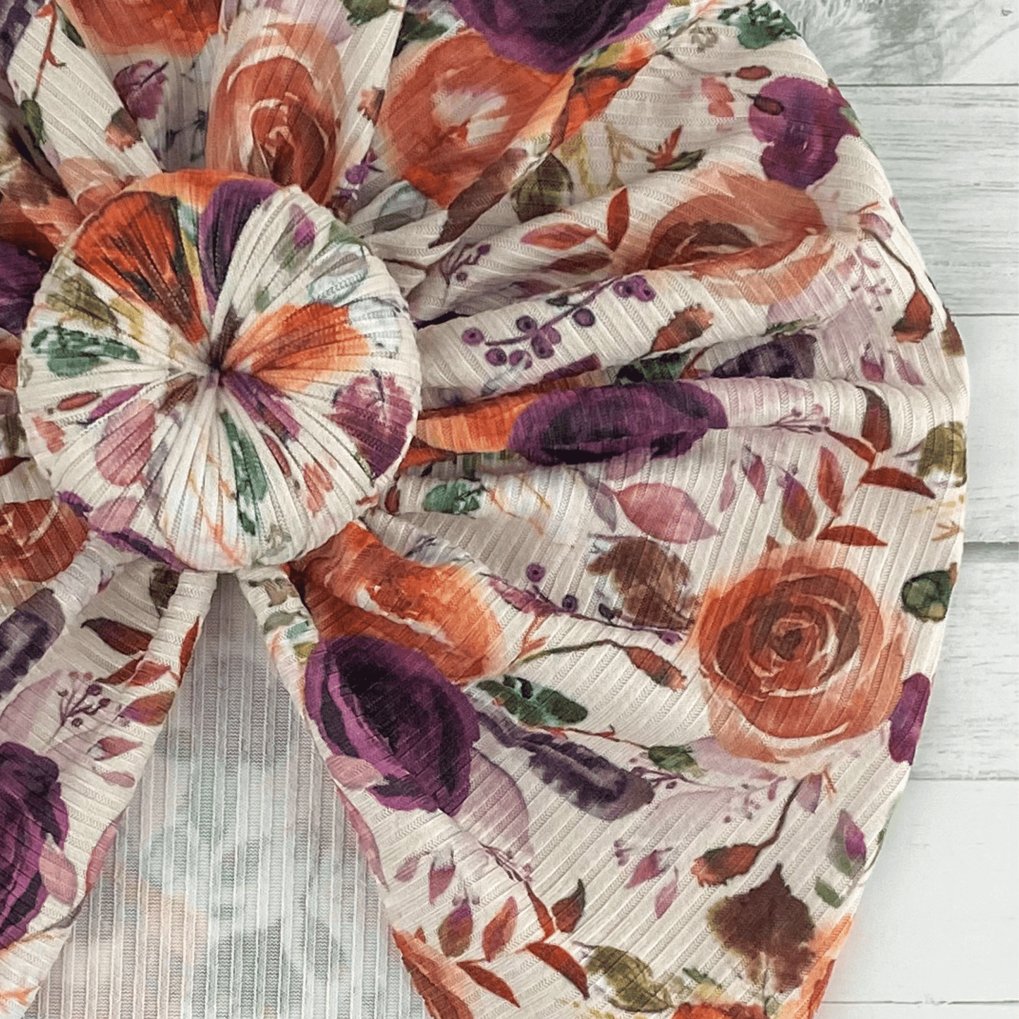 Ribbed Fall Floral Turban