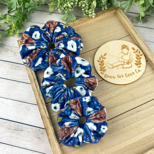 Navy Highland Cows Velvet Scrunchie