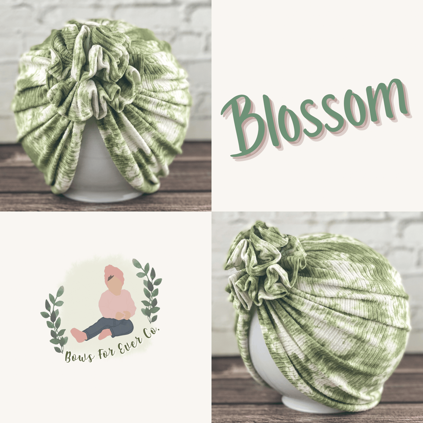 Ribbed Green Tie Dye Turban