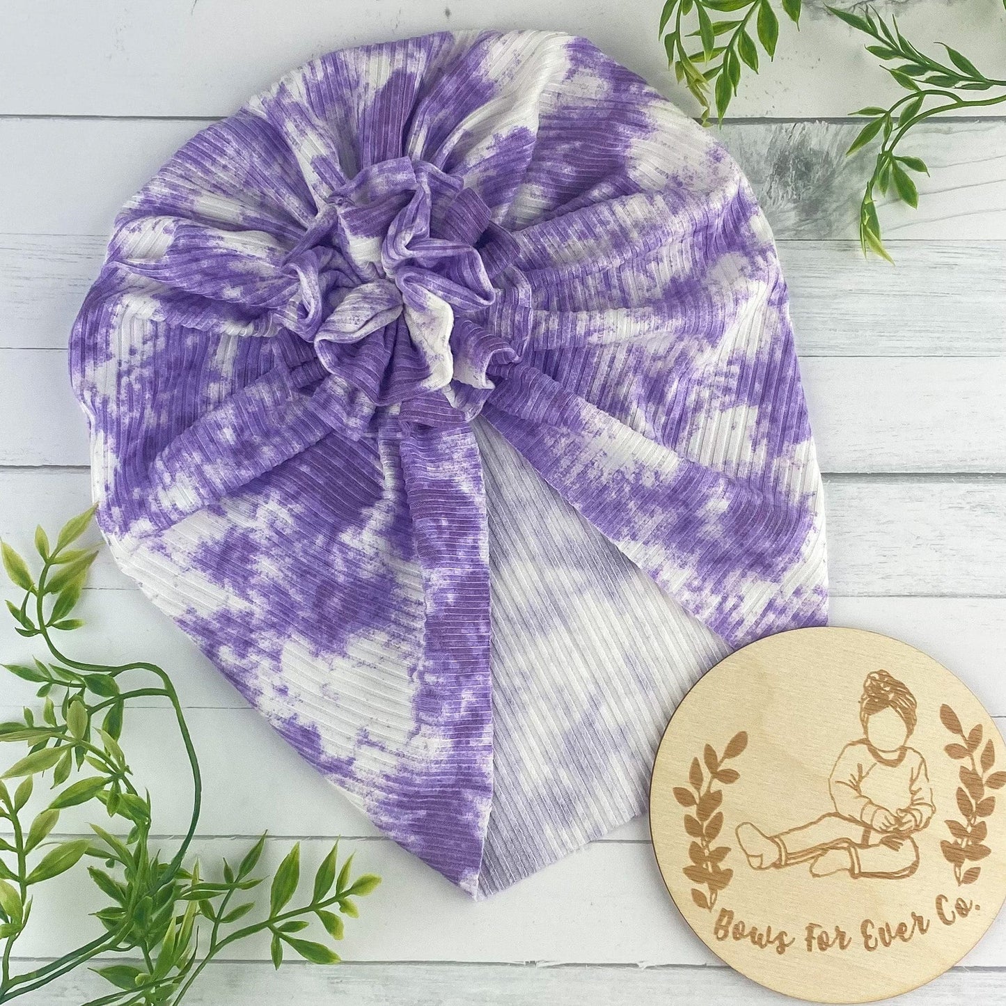 Ribbed Purple Tie Dye Turban