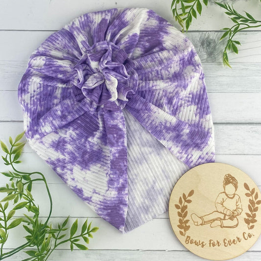 Ribbed Purple Tie Dye Turban