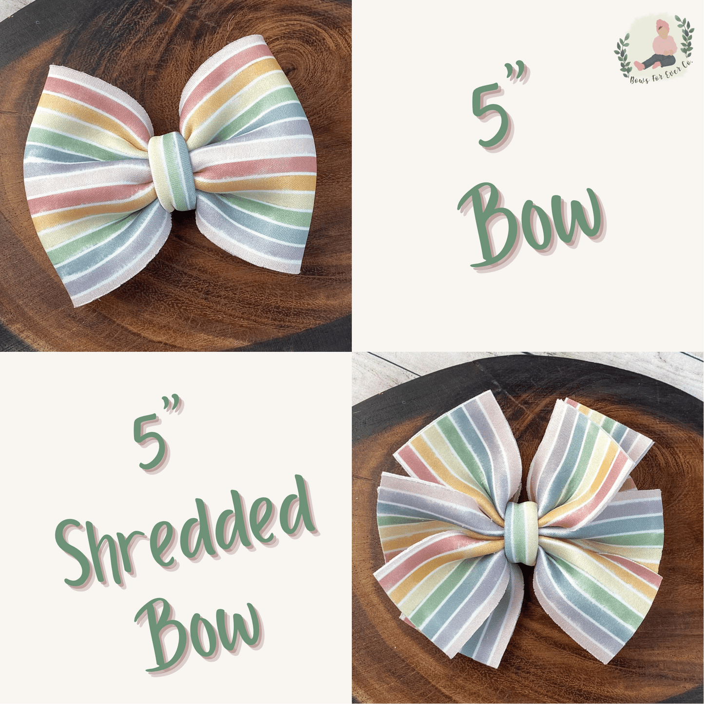 Rainbow Stripes Puff Bow