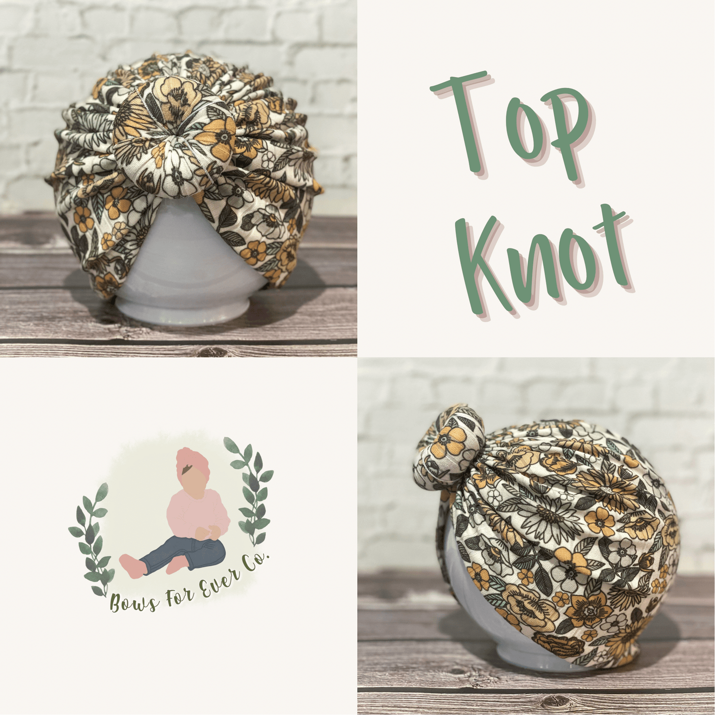 Ribbed 70’s Mustard Floral Turban