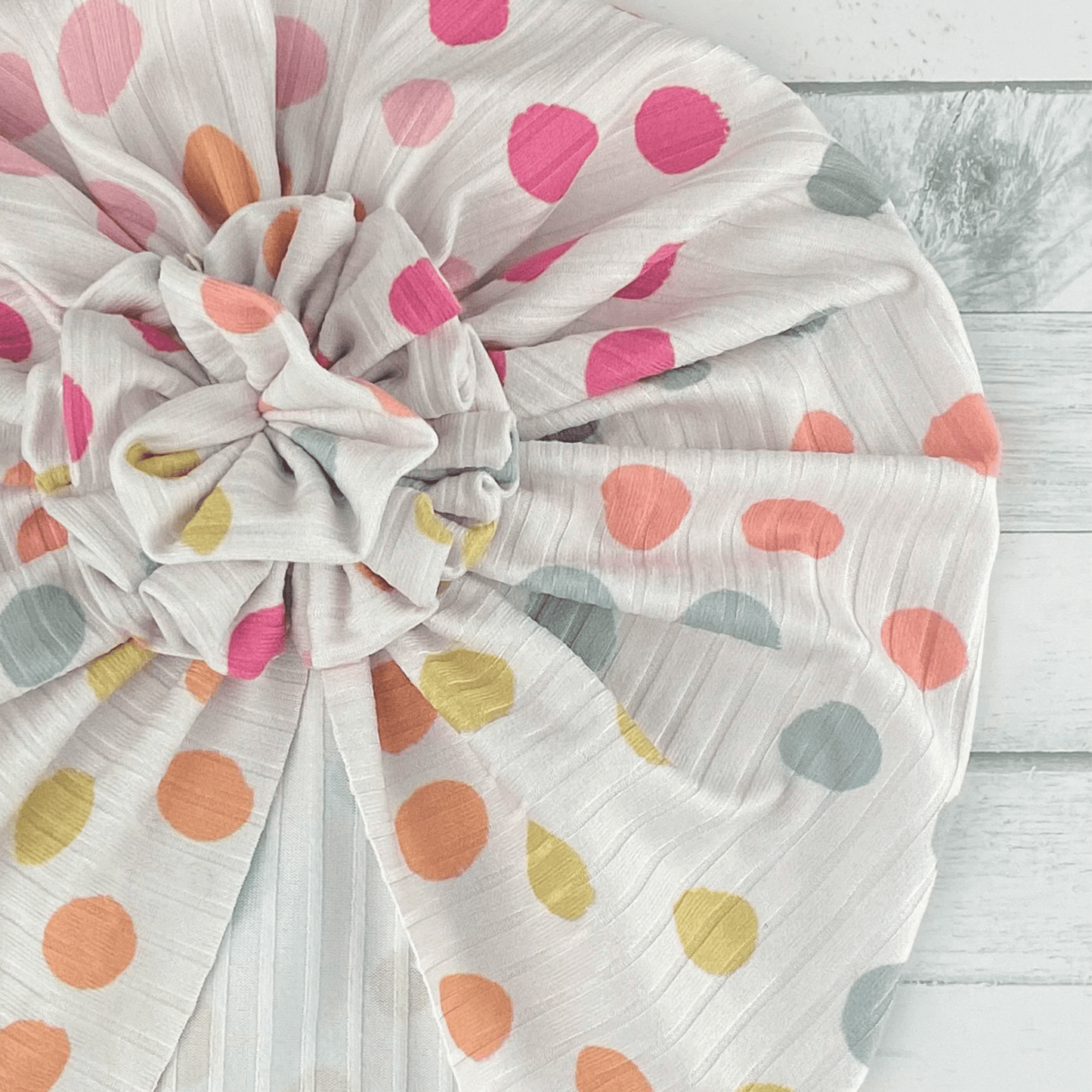 Ribbed Pastel Polka Dots Turban