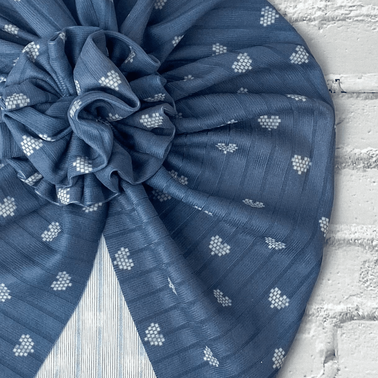 Ribbed Dusty Blue Hearts Turban