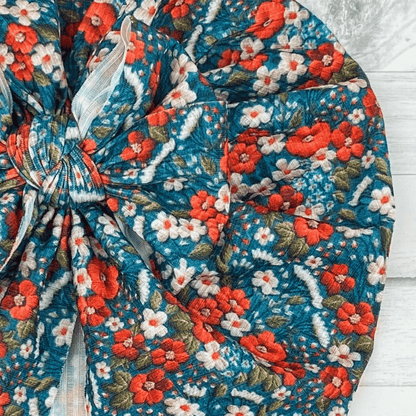 Red, White and Blue Floral Turban