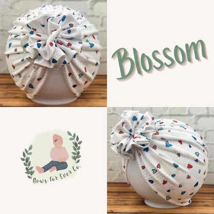 Red, White and Blue Hearts Turban