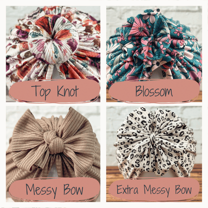 Ribbed Oatmeal Ditsy Floral Turban