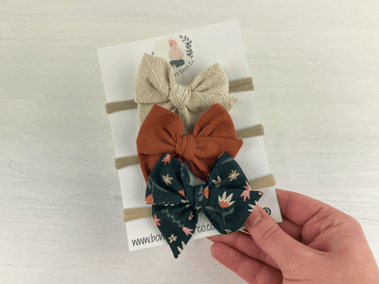 Green Floral Fall Pinwheel Bows