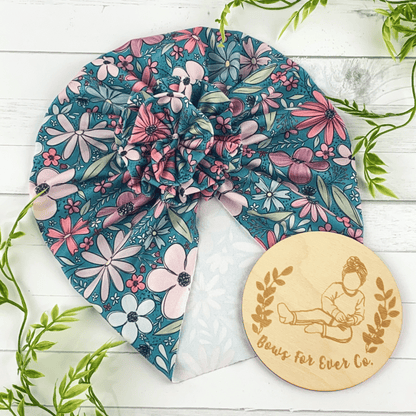 Teal Floral Turban