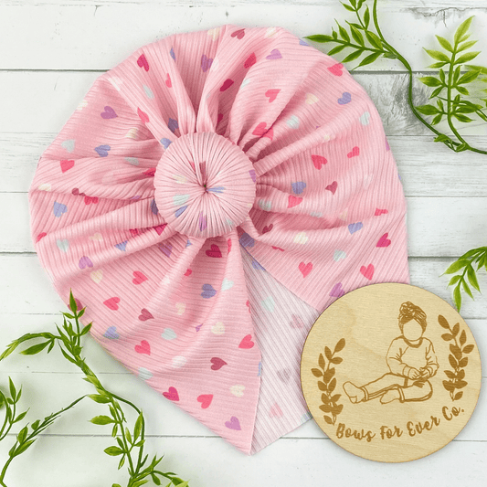 Ribbed Pastel Hearts Turban