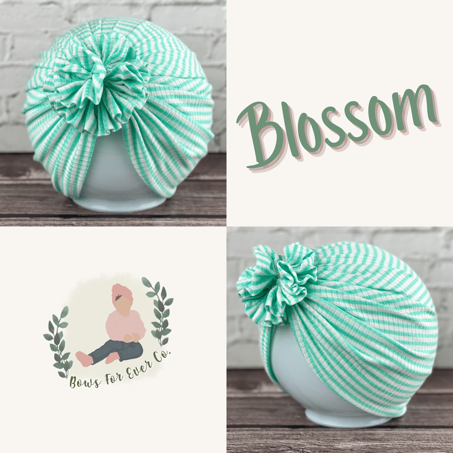 Ribbed Mint Stripes Turban